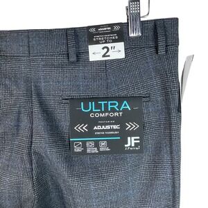 NEW J Ferrar‎ Slim Fit Ultra Comfort Dress Pants 34x34 Dark Charcoal Glen Plaid